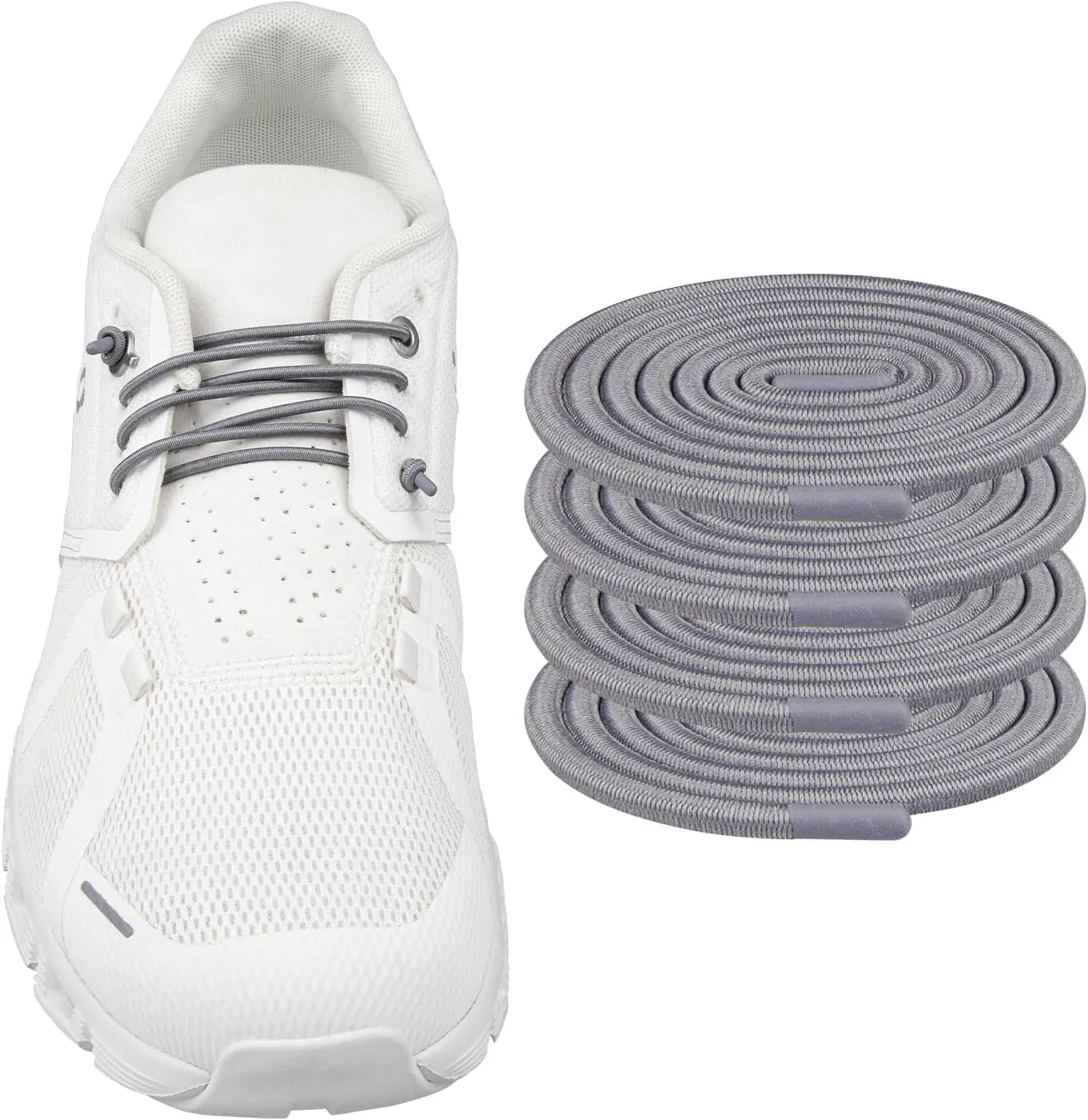 2 Pairs Elastic Shoelaces for ON Cloud 5 & 6 No Tie Replacements Shoes Laces Stretchy Bungee Running Training