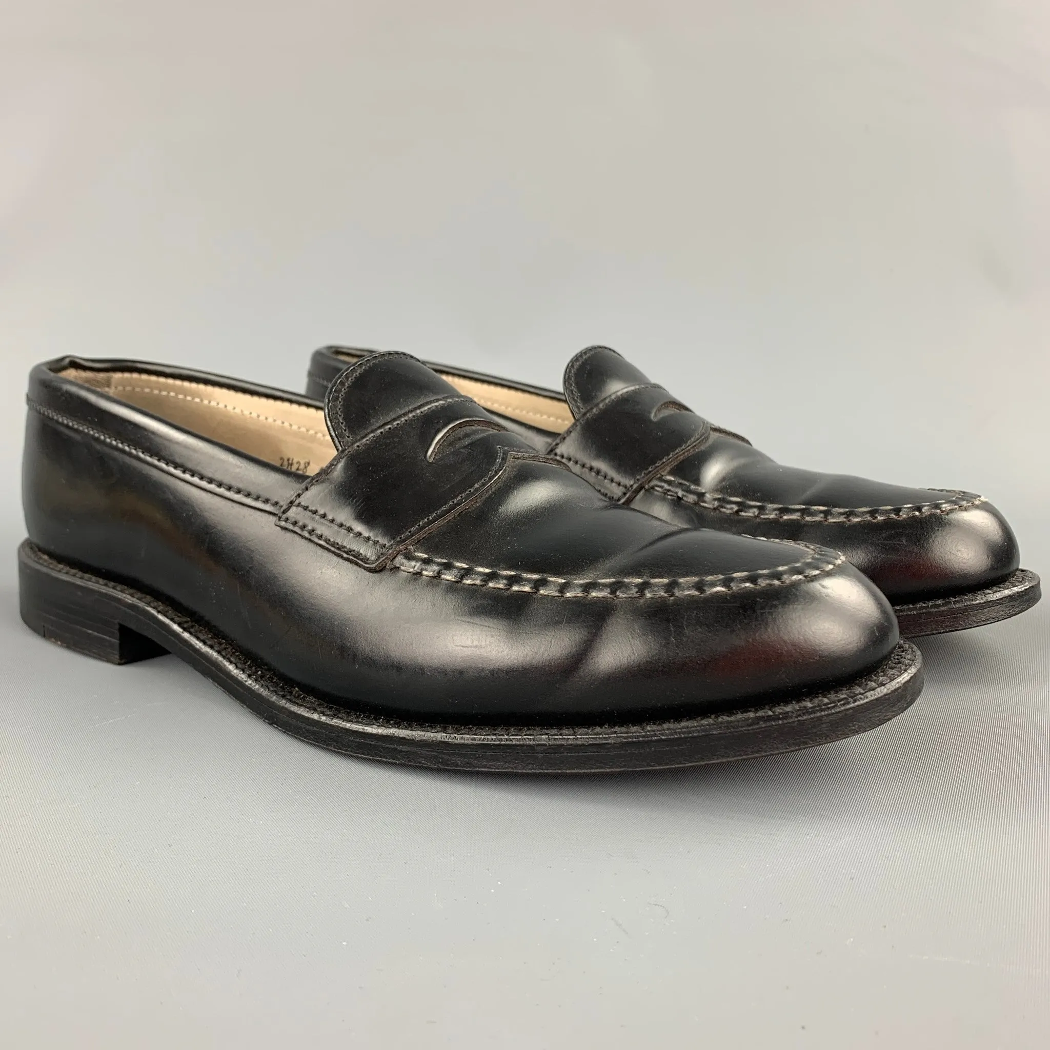 ALDEN Size 10 Black Horween Leather 987 Penny Loafers