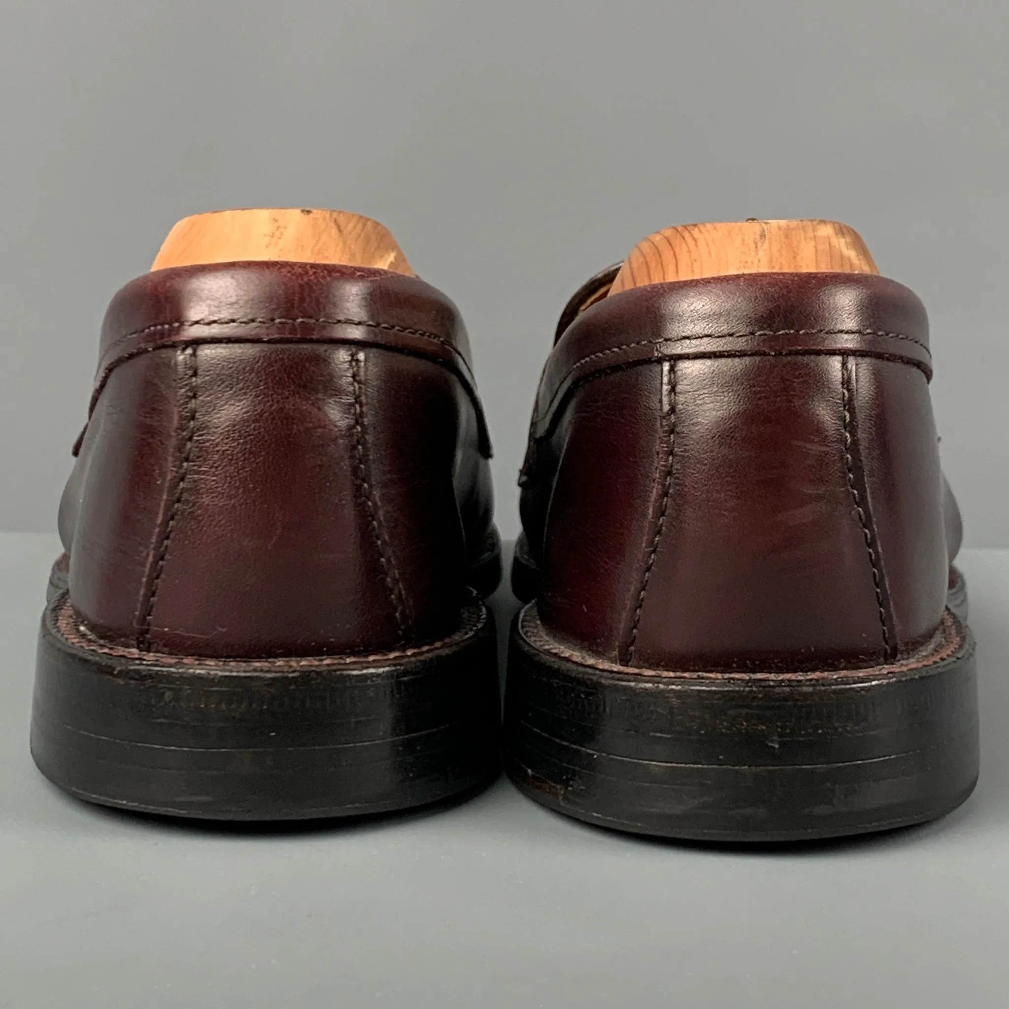 ALDEN Size 6.5 Burgundy Leather Penny Loafers