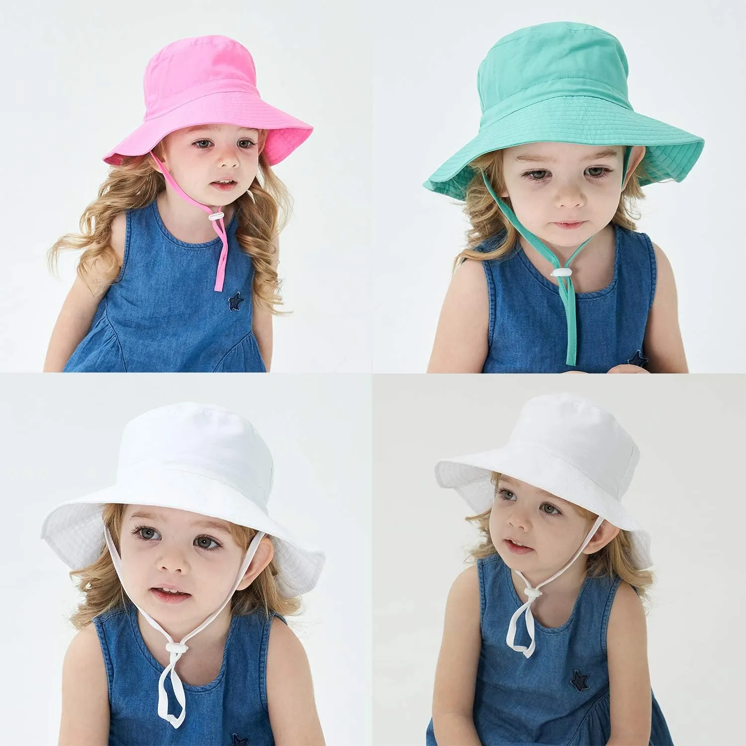 Baby Sun Hat Toddler Beach Swim Hats UPF 50  Summer Bucket Hat Kids Infant Wide Brim Adjustable Sun Hat for Baby Boy Girls