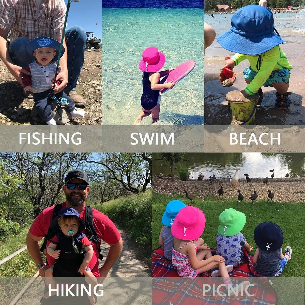 Baby Sun Hat Toddler Beach Swim Hats UPF 50  Summer Bucket Hat Kids Infant Wide Brim Adjustable Sun Hat for Baby Boy Girls