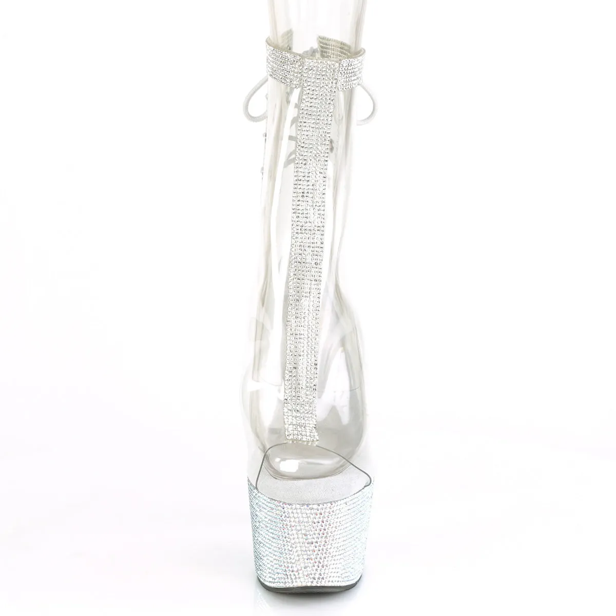 BEJEWELED-1018C-2RS Pleaser Clear/Silver Sexy Platform Shoes (Pole Dancing Heels)