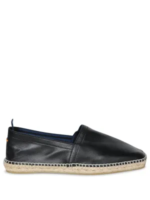 Black Leather Espadrilles