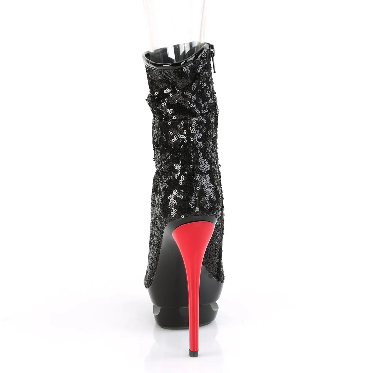 BLONDIE-R-1008 Pleaser Black Sequins/Red Sexy Platform Shoes (Pole Dancing Heels)