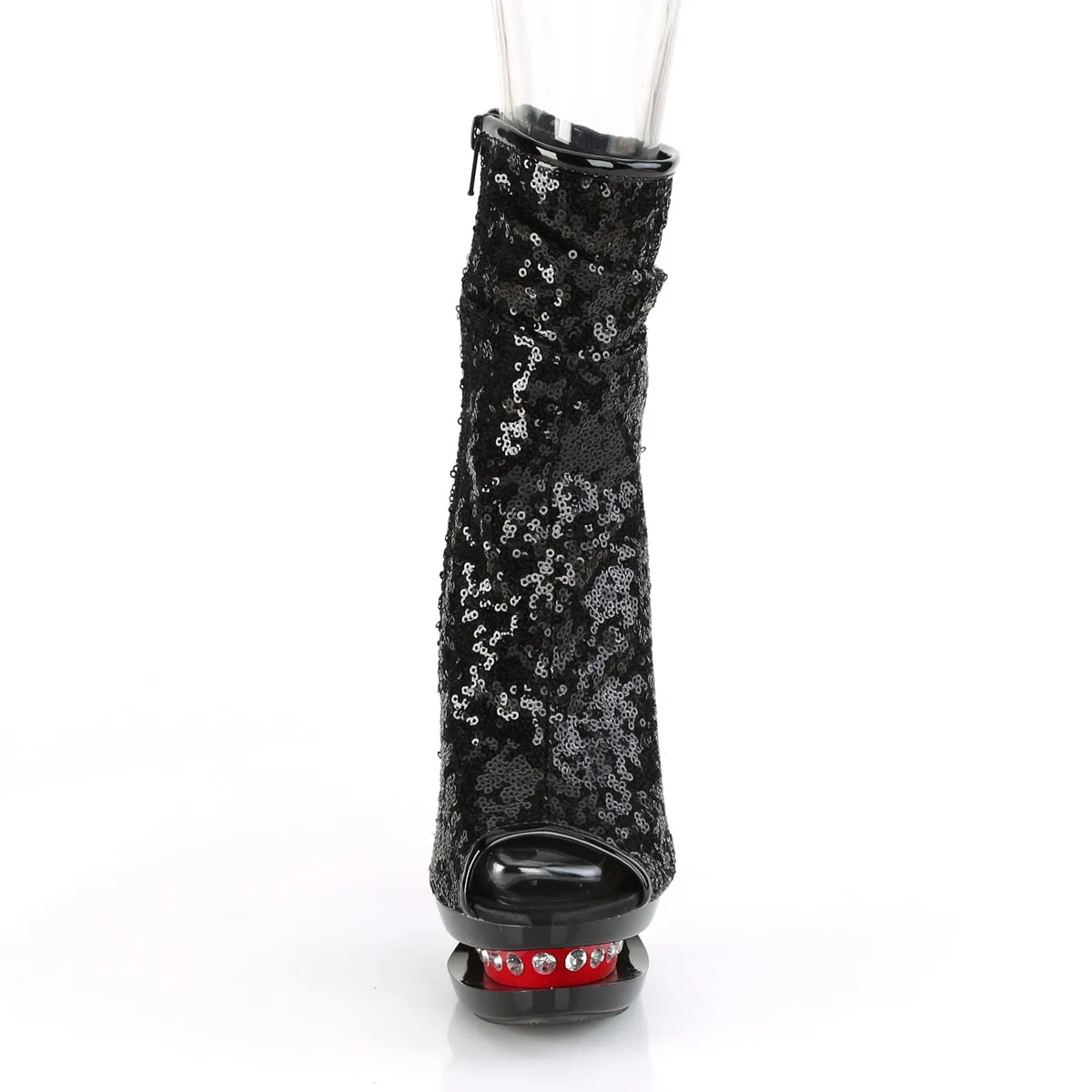 BLONDIE-R-1008 Pleaser Black Sequins/Red Sexy Platform Shoes (Pole Dancing Heels)