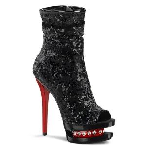 BLONDIE-R-1008 Pleaser Black Sequins/Red Sexy Platform Shoes (Pole Dancing Heels)