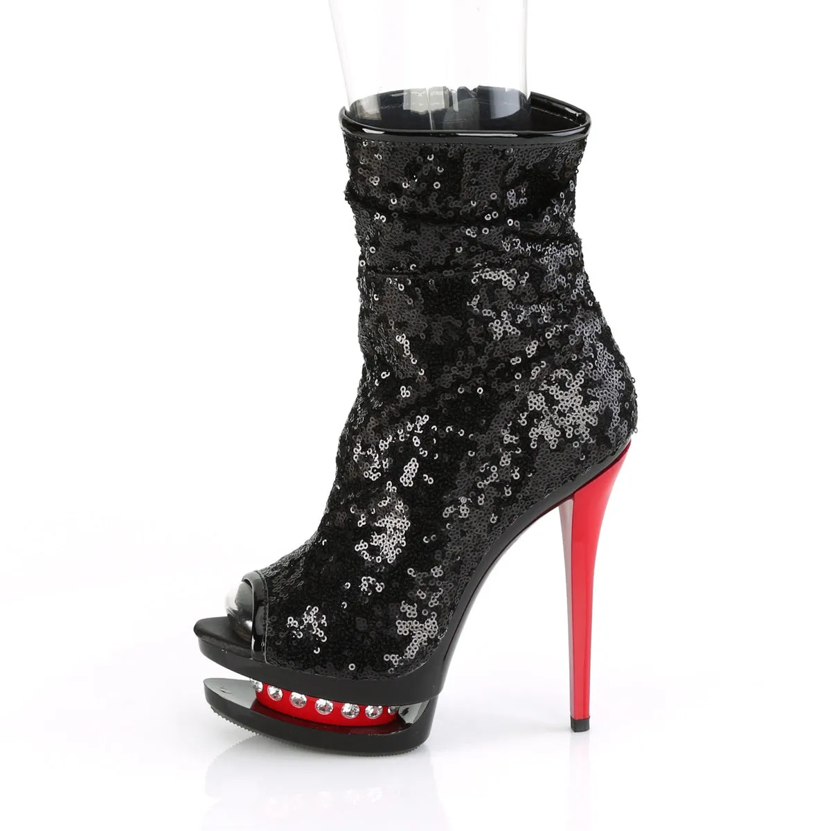 BLONDIE-R-1008 Pleaser Black Sequins/Red Sexy Platform Shoes (Pole Dancing Heels)