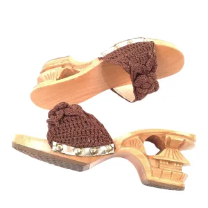 Brown Crochet Mules
