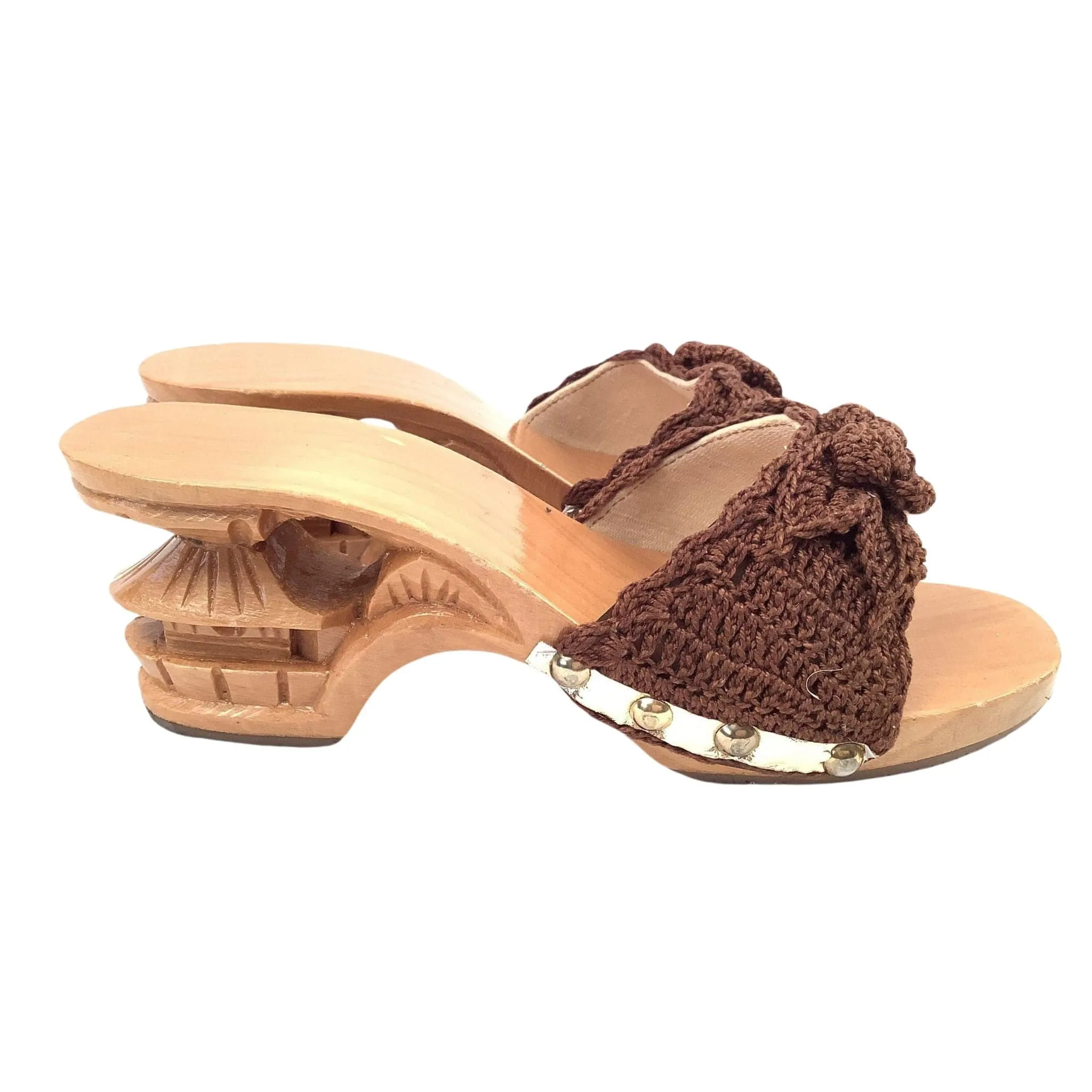 Brown Crochet Mules