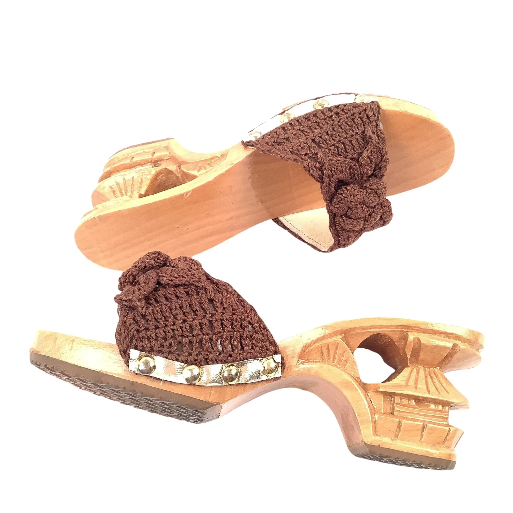 Brown Crochet Mules