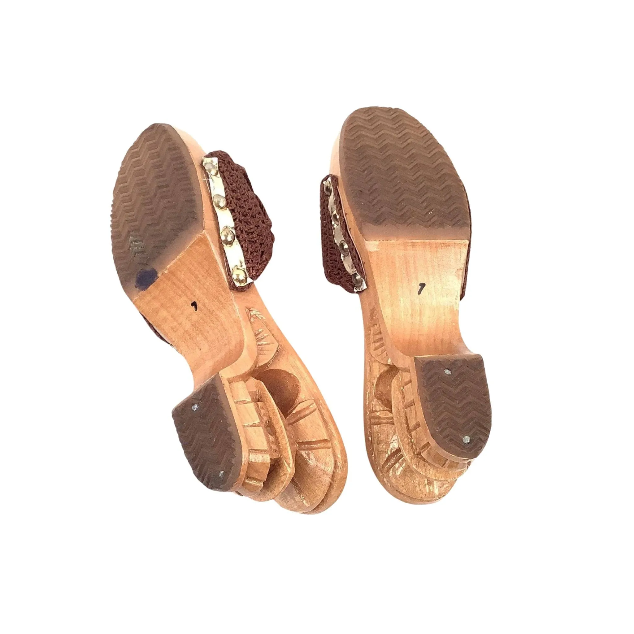 Brown Crochet Mules