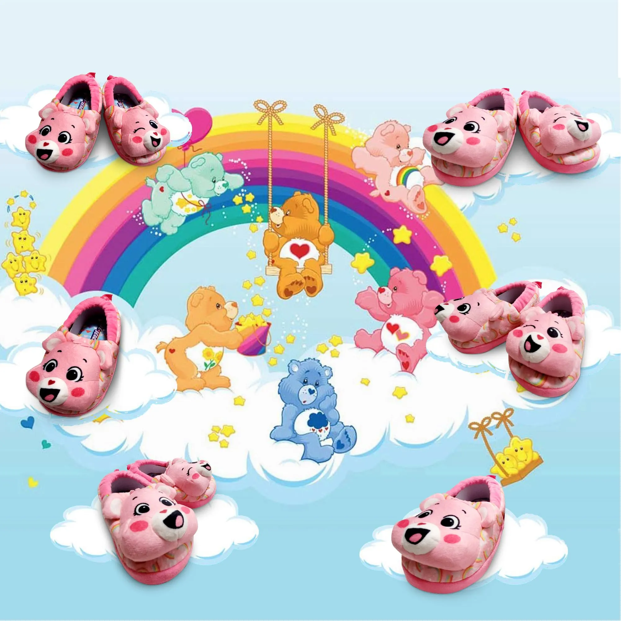 Care Bears Pink Plush Warm Indoor Home Slipper for Girls (Toddler)