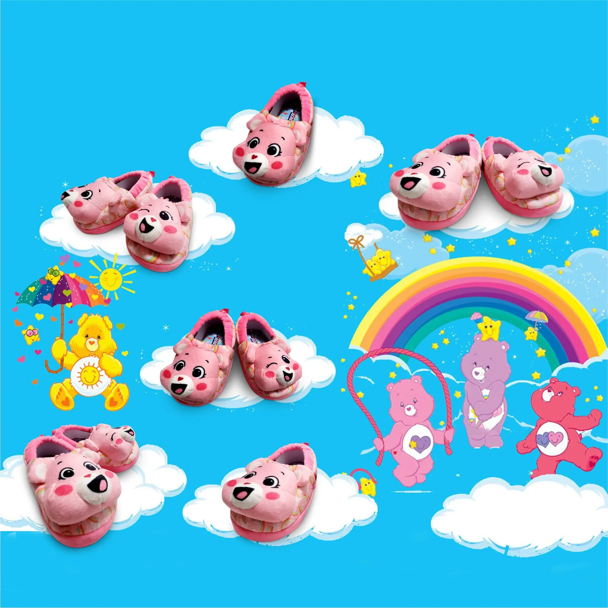 Care Bears Pink Plush Warm Indoor Home Slipper for Girls (Toddler)
