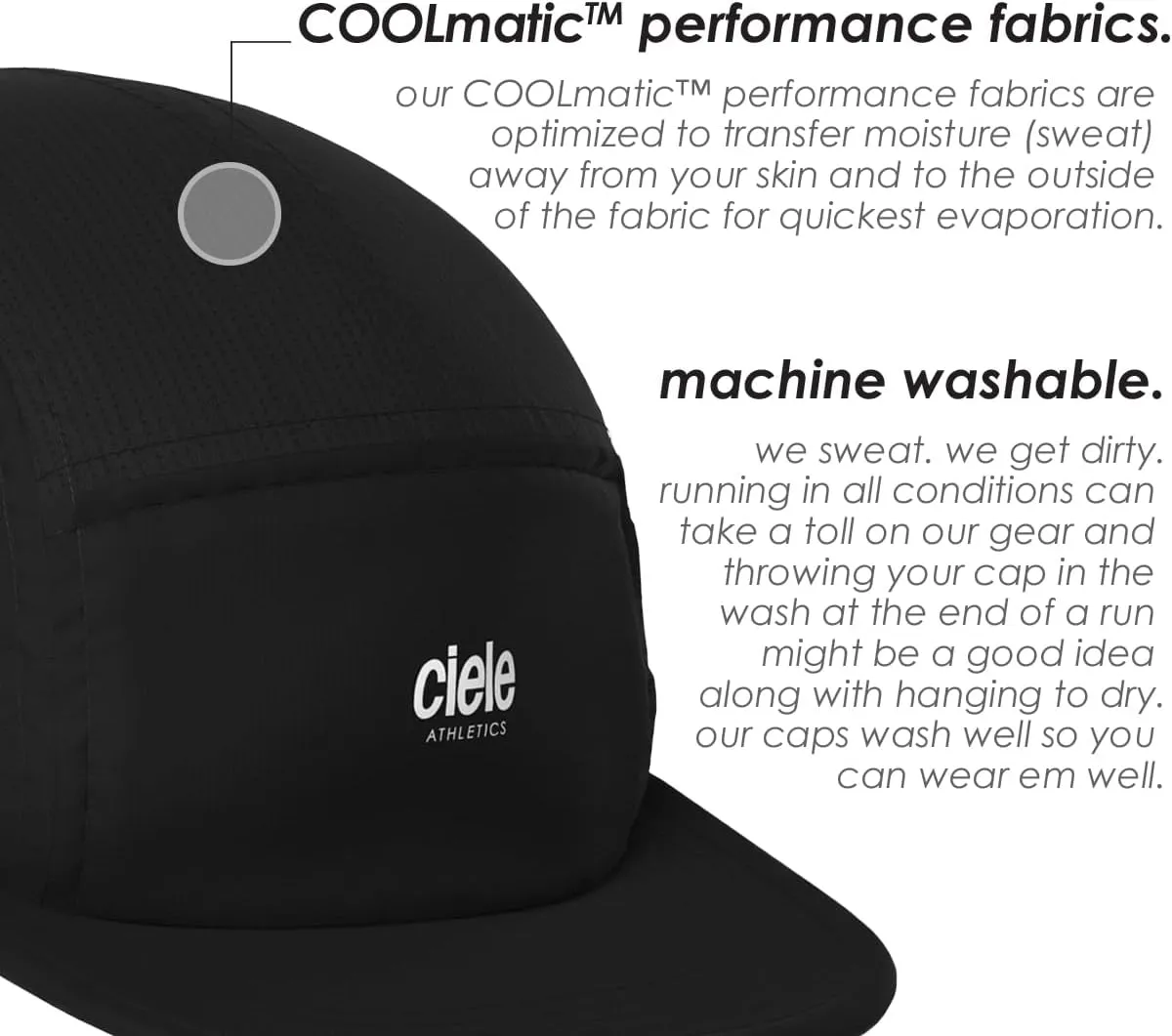 Ciele Athletics ALZCap - Premium, Small Brim, Washable Moisture Wicking Hat with Sun Protection, 5-Panel Knit Running Hat