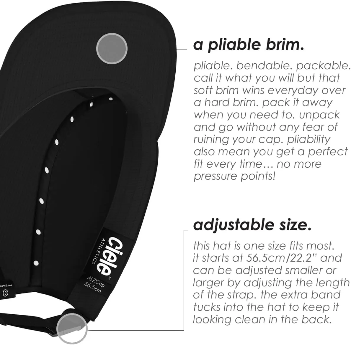 Ciele Athletics ALZCap - Premium, Small Brim, Washable Moisture Wicking Hat with Sun Protection, 5-Panel Knit Running Hat