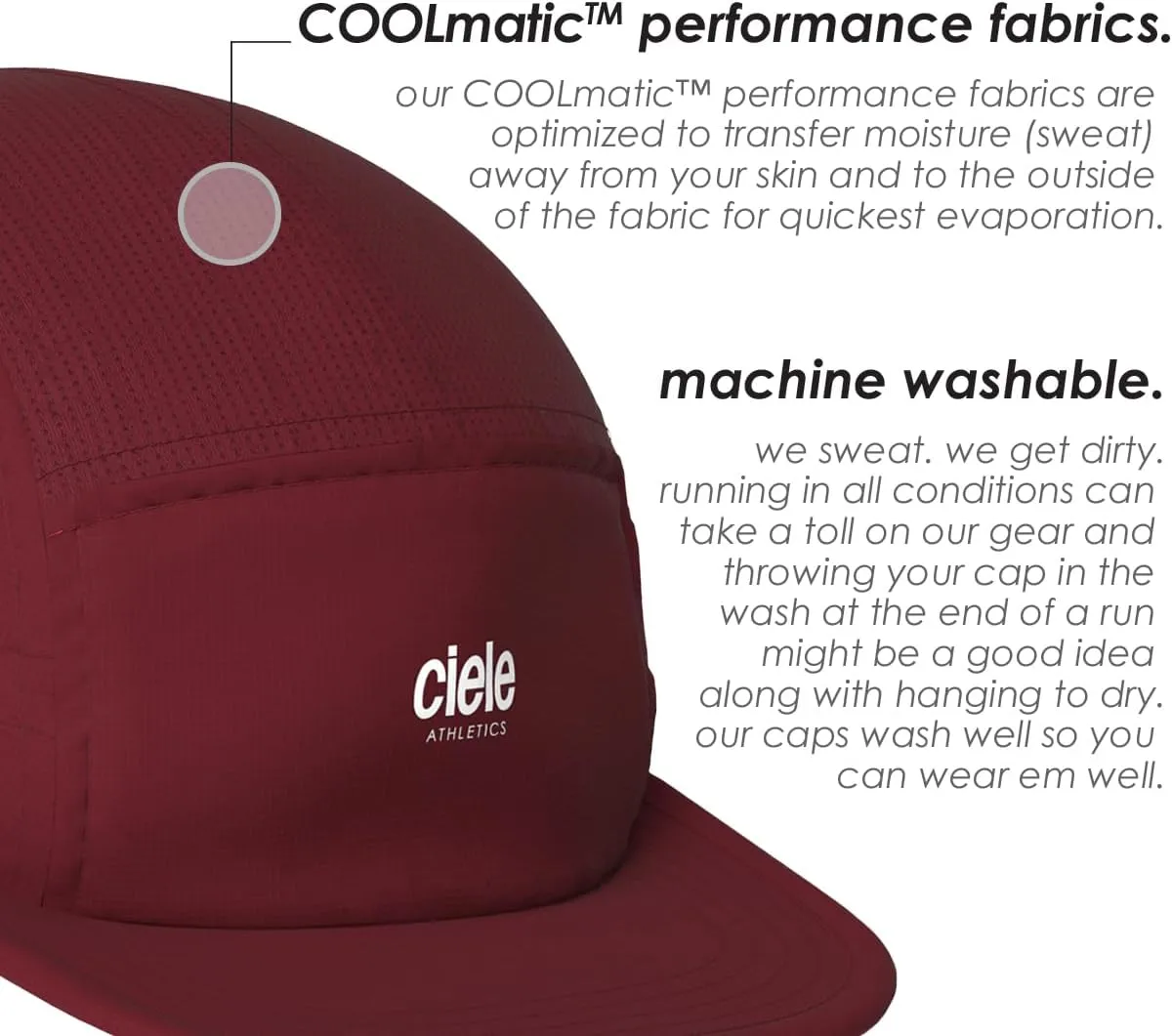 Ciele Athletics ALZCap - Premium, Small Brim, Washable Moisture Wicking Hat with Sun Protection, 5-Panel Knit Running Hat
