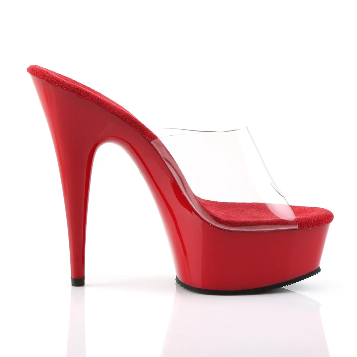 DELIGHT-601 Pleaser Clear/Red Sexy Platform Shoes (Pole Dancing Heels)