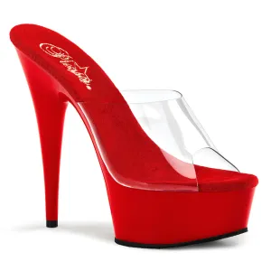 DELIGHT-601 Pleaser Clear/Red Sexy Platform Shoes (Pole Dancing Heels)