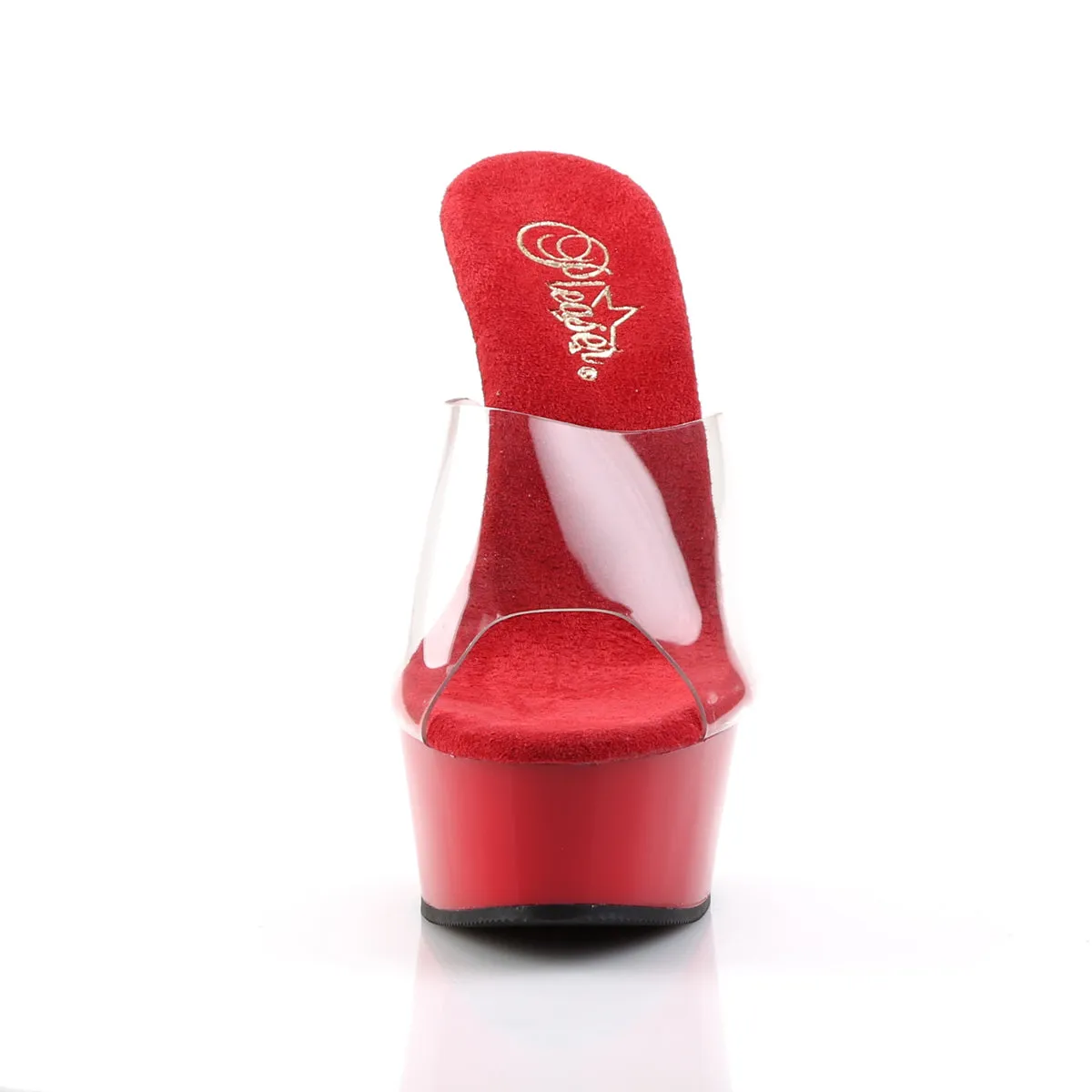 DELIGHT-601 Pleaser Clear/Red Sexy Platform Shoes (Pole Dancing Heels)