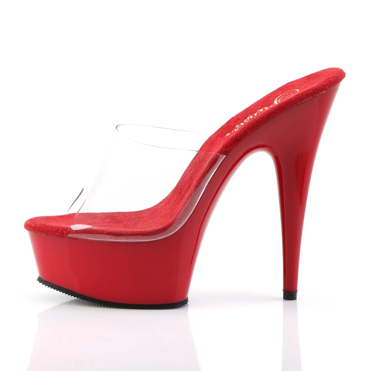 DELIGHT-601 Pleaser Clear/Red Sexy Platform Shoes (Pole Dancing Heels)