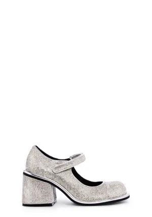 Desire Me Rhinestone Mary Janes - Silver