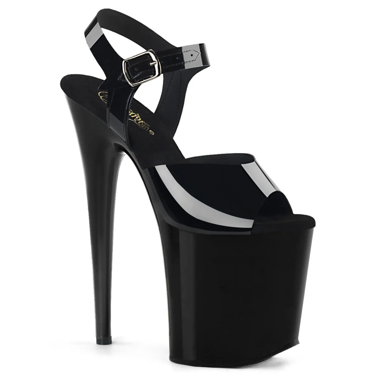 FLAMINGO-808N Pleaser Black (Jelly-Like) TPU Sexy Platform Shoes (Pole Dancing Heels)