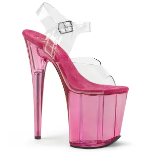 FLAMINGO-808T Pleaser Clear/Pink Tinted Sexy Platform Shoes (Pole Dancing Heels)