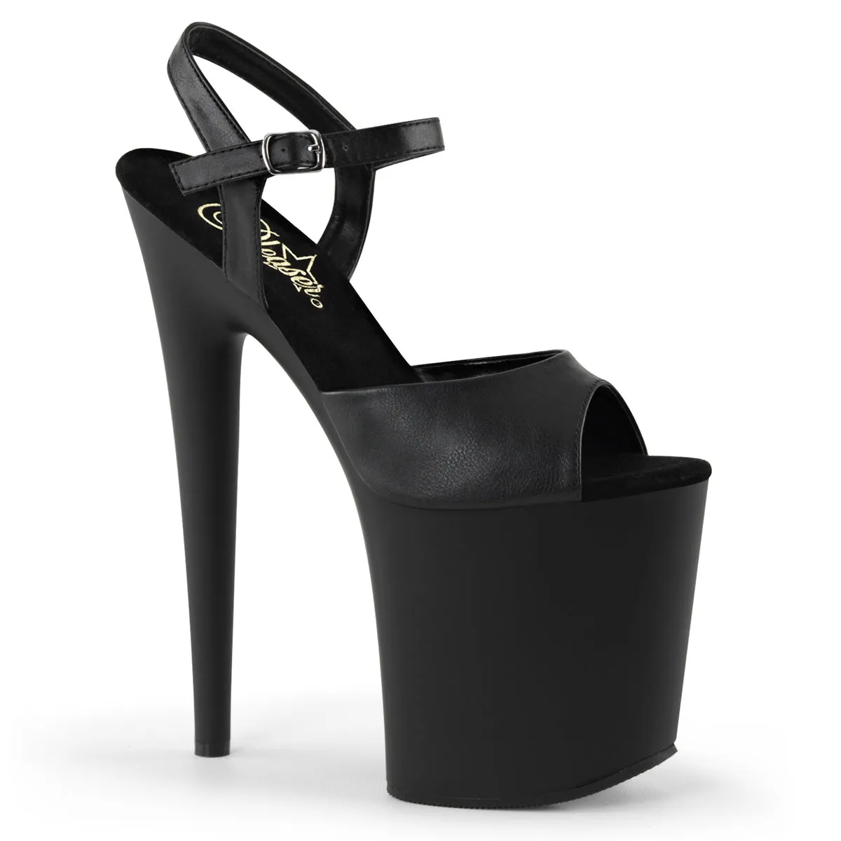 FLAMINGO-809 Pleaser Black Faux Leather Sexy Platform Shoes (Pole Dancing Heels)