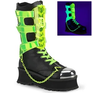 GRAVEDIGGER-255 DemoniaCult Black Vegan Leather Sexy Unisex Platform Shoes & Boots (Alternative Footwear)