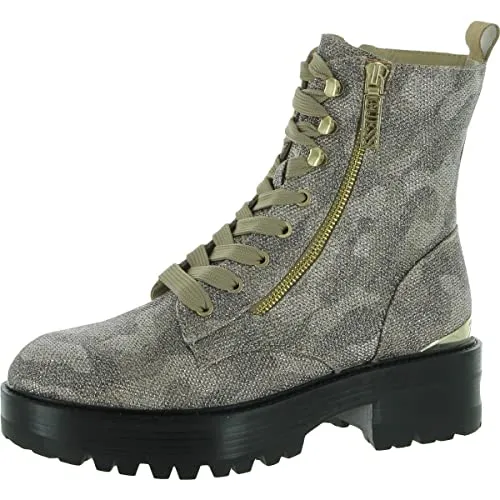 GUESS Womens Fearne 2 Platform Combat & Lace-up Boots Taupe 6 Medium (B,M)