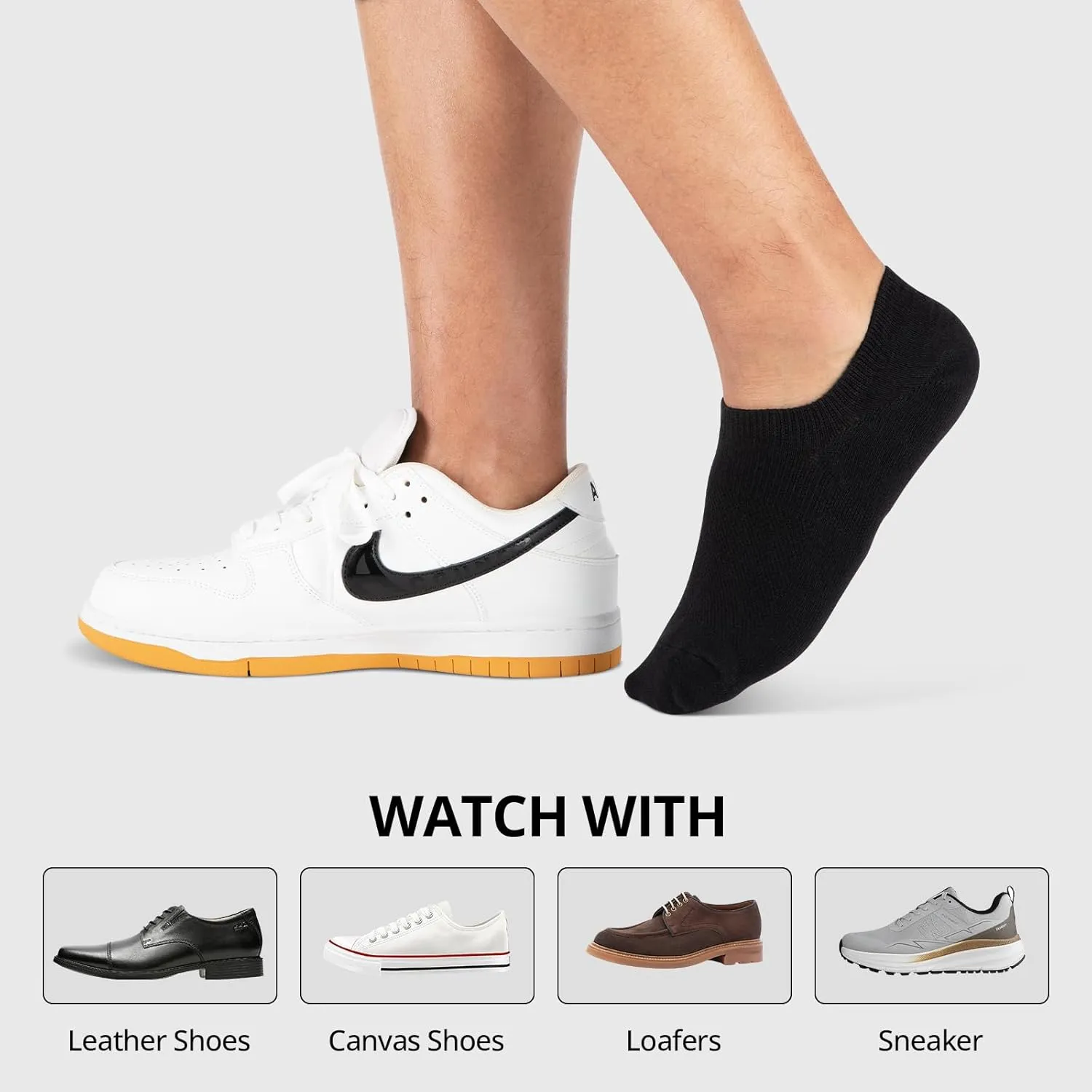 Heatuff No Show Socks Men Low Cut Ankle Short Cotton Casual Invisible Non Slip Socks (6/8 Pairs)