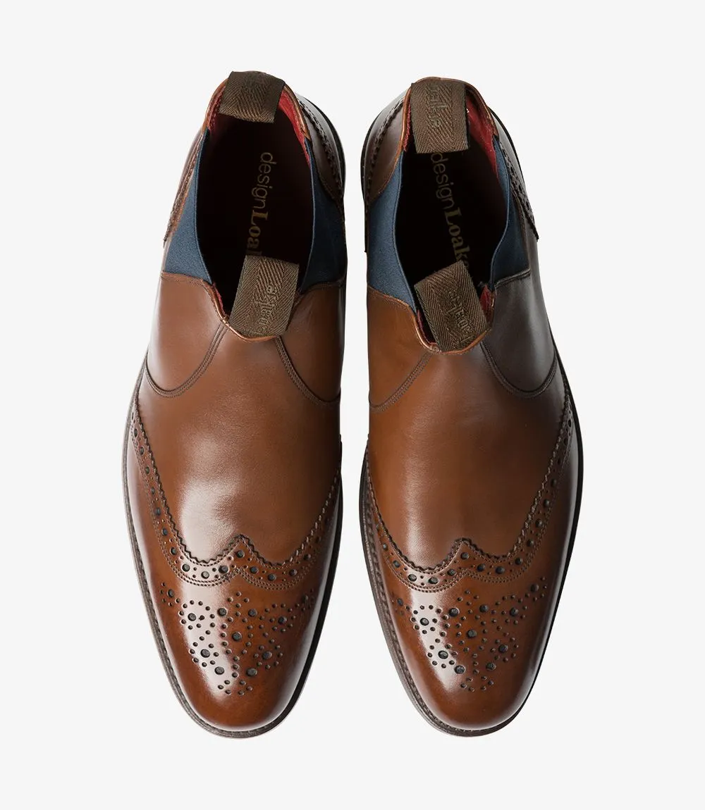 Loake Men's Hoskins Leather Brogue Chelsea Boots Dark Brown