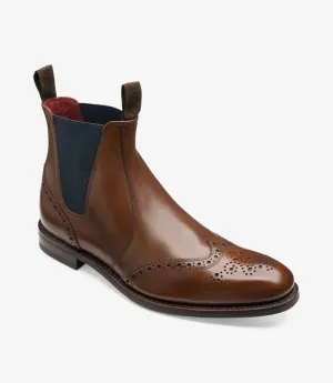 Loake Men's Hoskins Leather Brogue Chelsea Boots Dark Brown