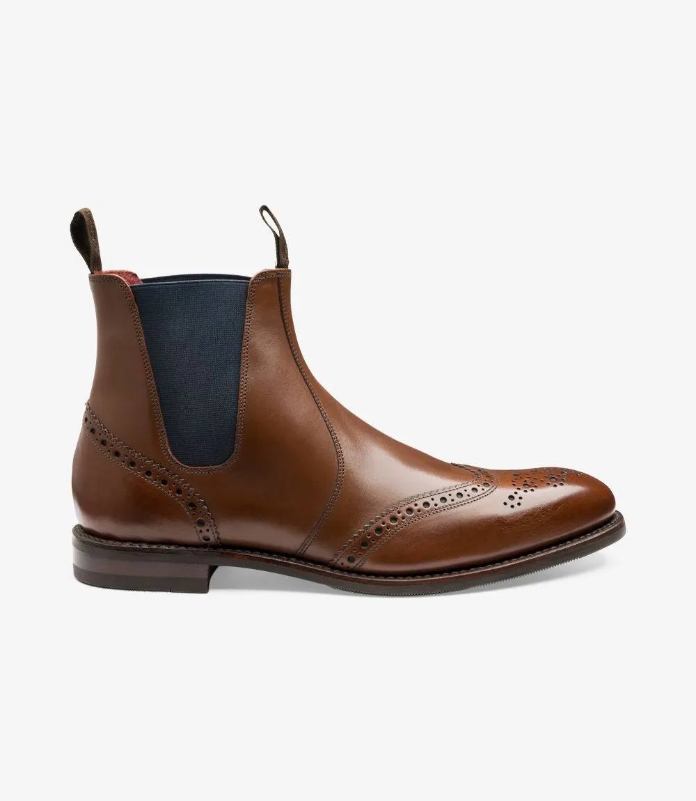 Loake Men's Hoskins Leather Brogue Chelsea Boots Dark Brown