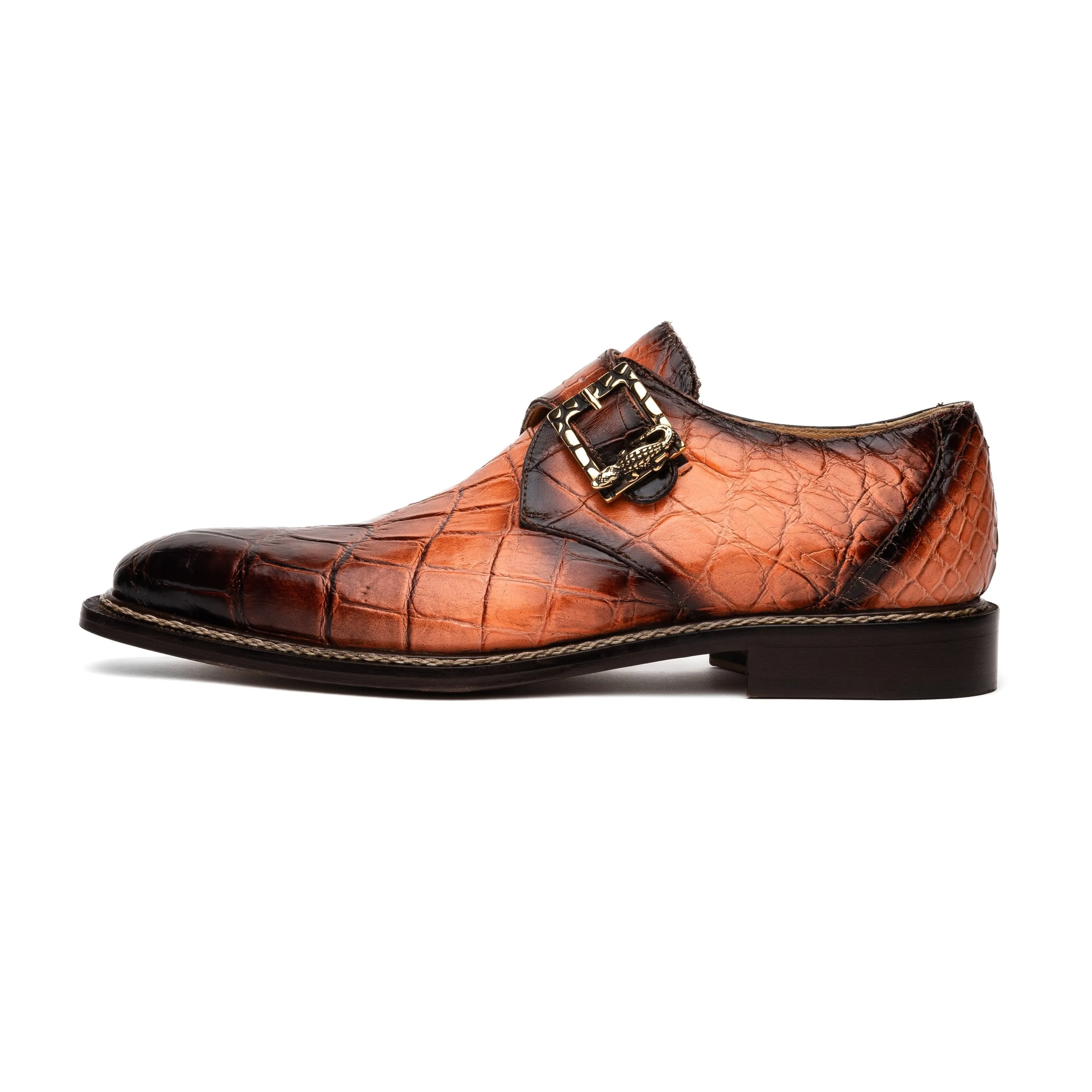MAURI 3281/2 NITTI PEACH & T.MORO ALLIGATOR MONK-STRAP DRESS SHOES