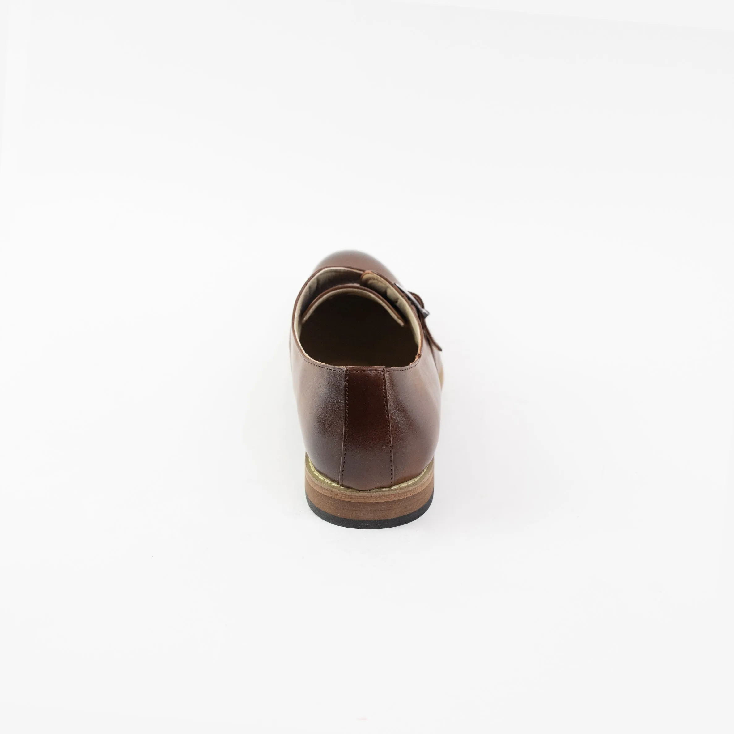 Men's Brown Monk Strap Semi-Brogue Shoes