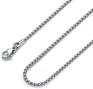 Mens Chain Necklaces, Stainless Steel Rolo Chain Necklace for Men and Women, Silver Tone Box Chains for Men, Wide 2/3/4/5mm