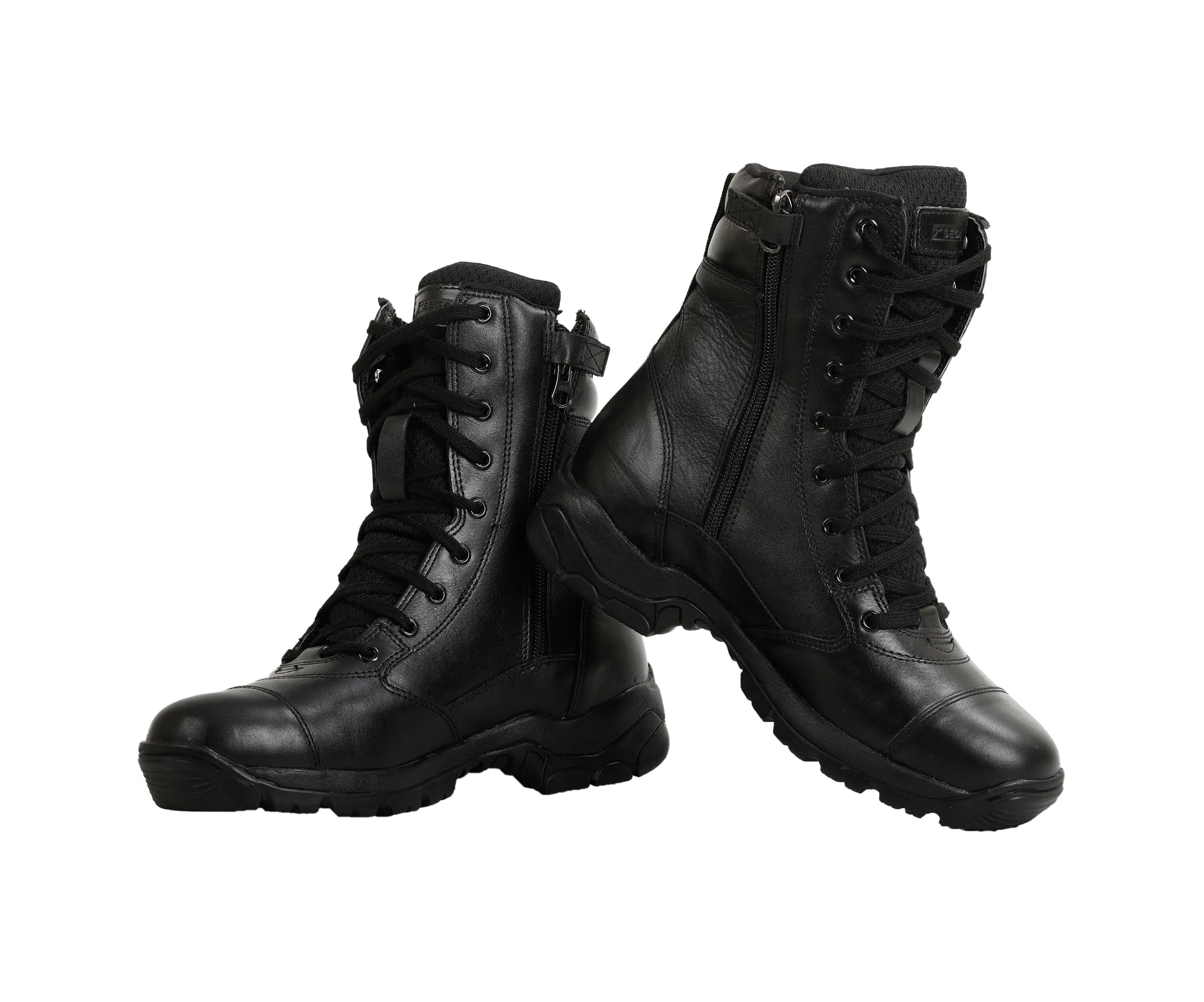 QUIVE SEGA Combat 3.O Mid-Calf Black Leather Boots