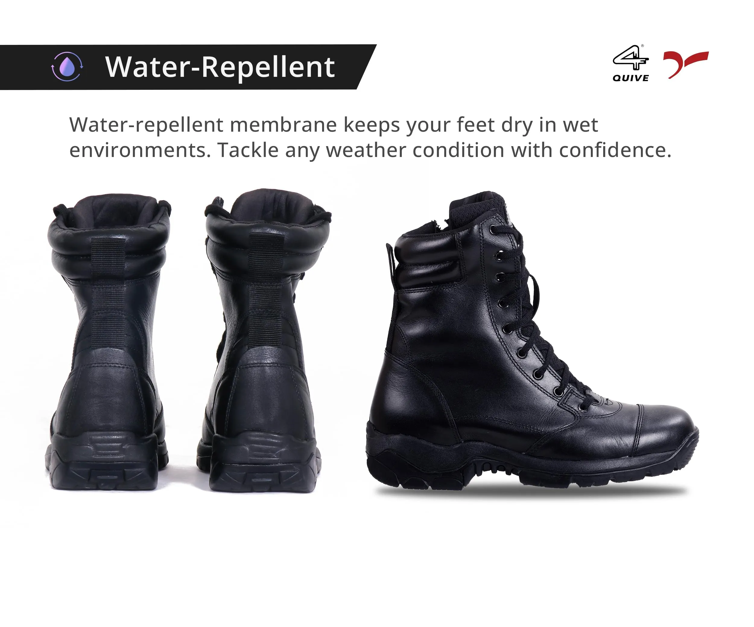 QUIVE SEGA Combat 3.O Mid-Calf Black Leather Boots