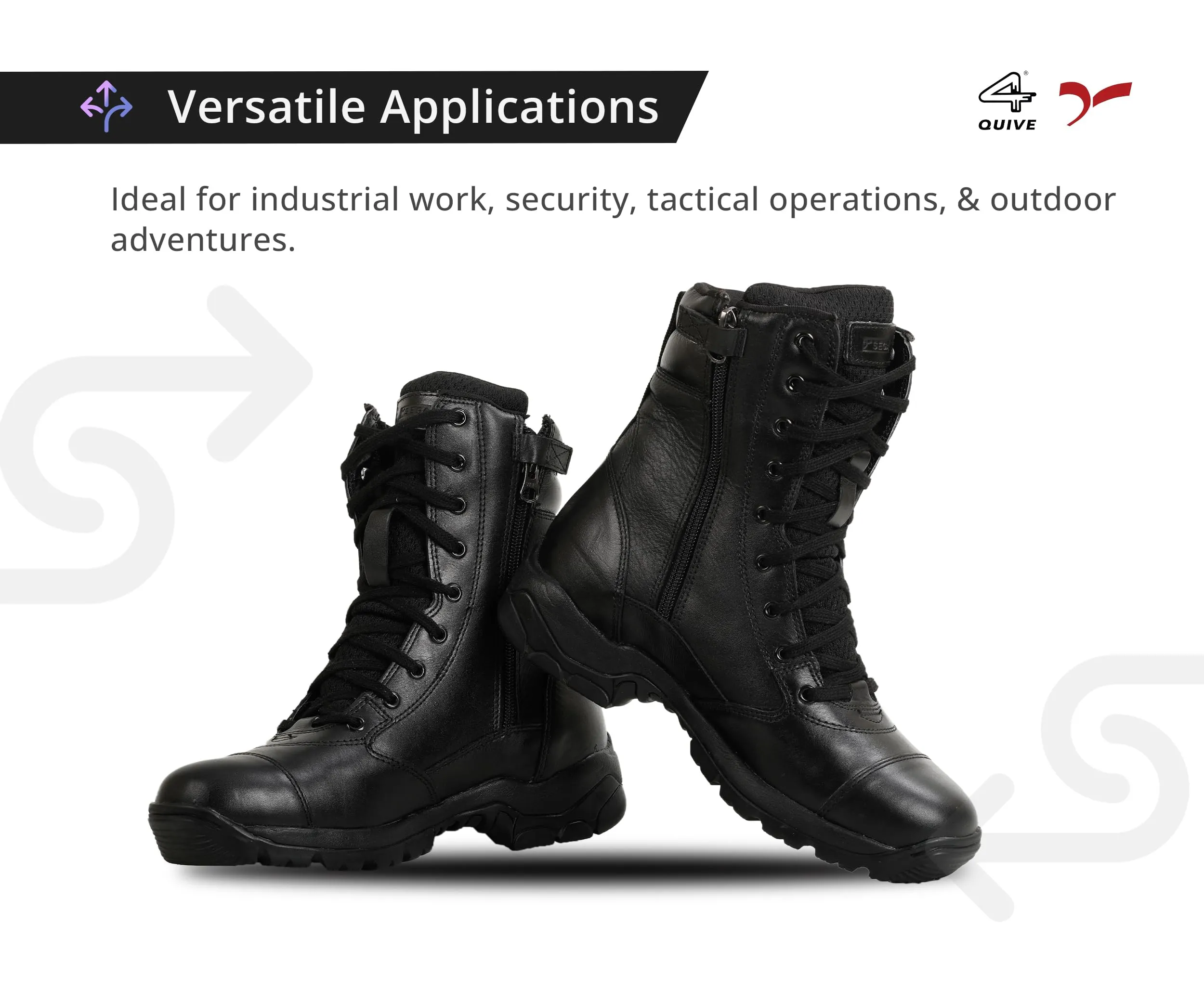 QUIVE SEGA Combat 3.O Mid-Calf Black Leather Boots