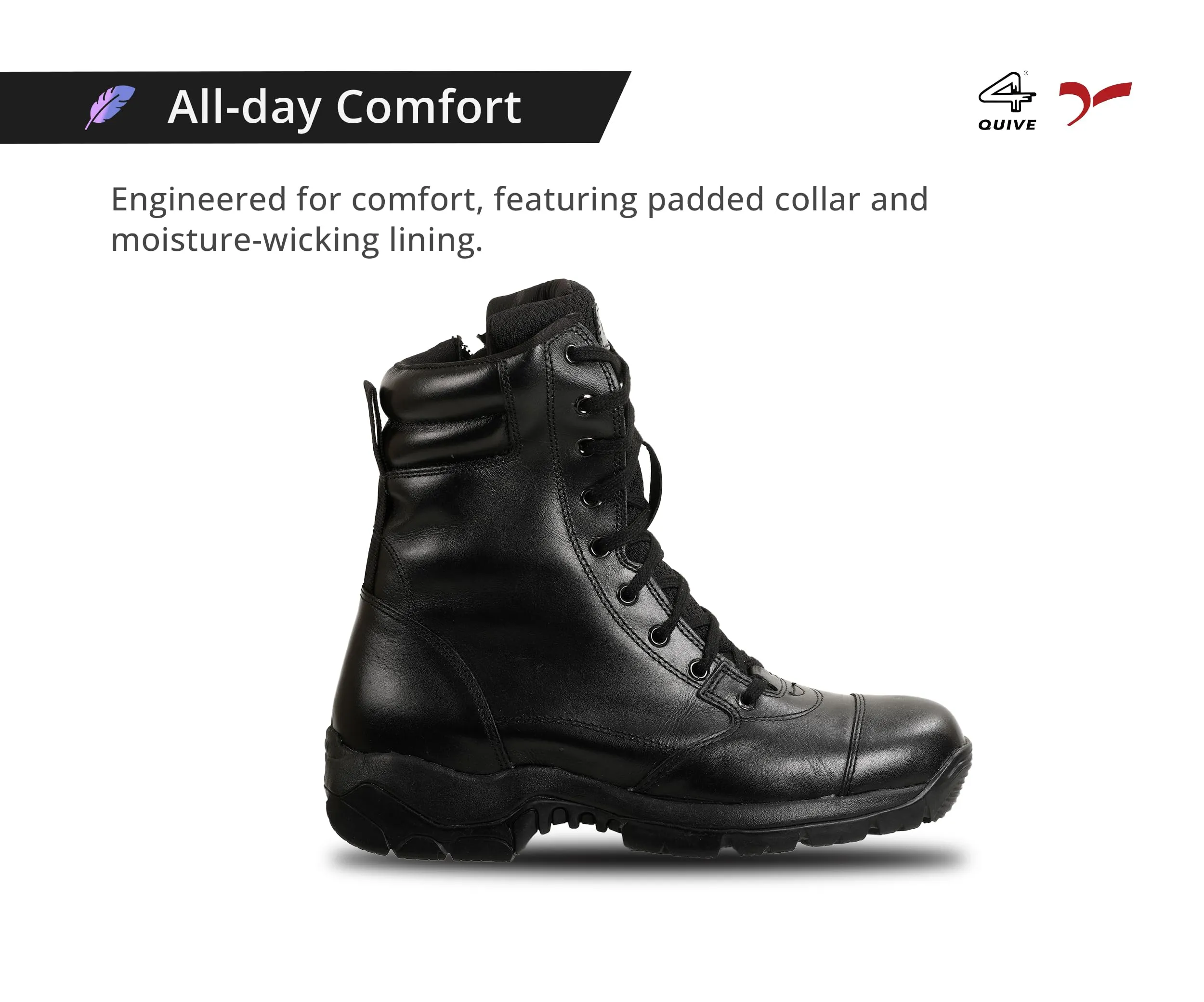 QUIVE SEGA Combat 3.O Mid-Calf Black Leather Boots
