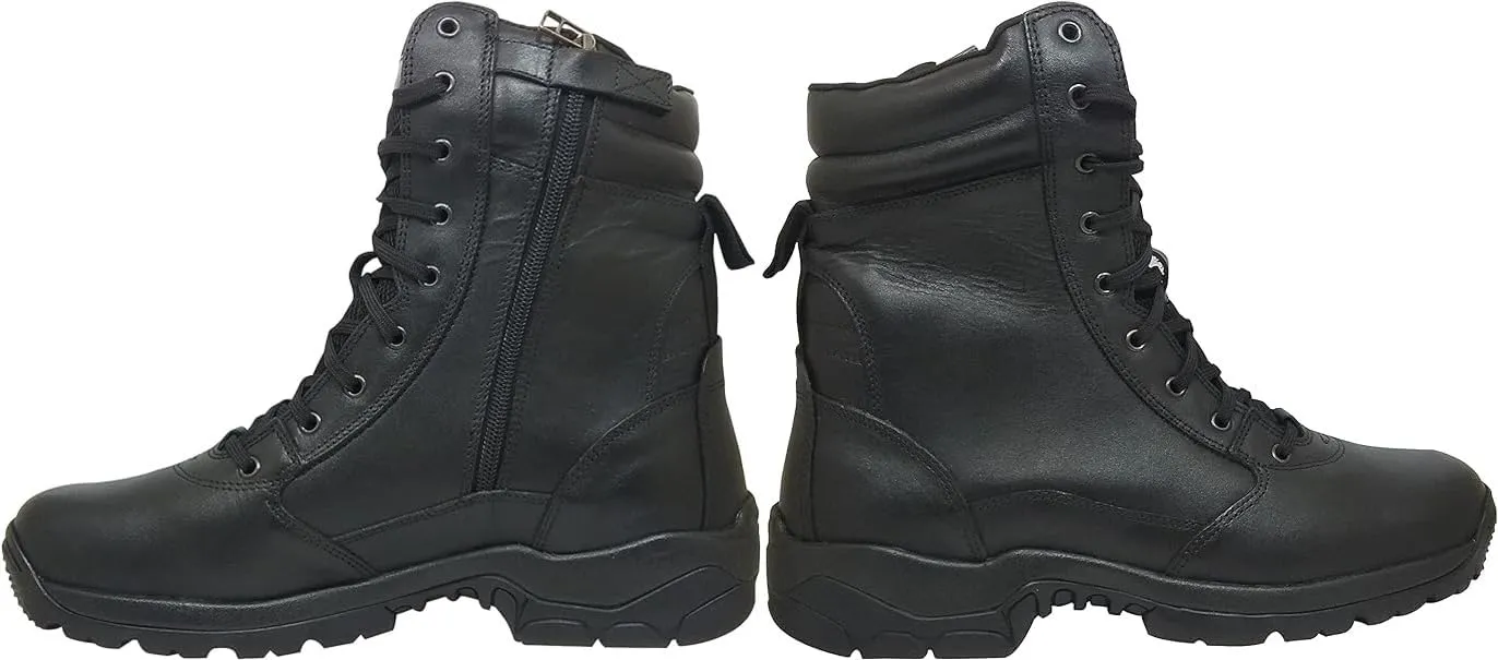 QUIVE SEGA Combat 3.O Mid-Calf Black Leather Boots