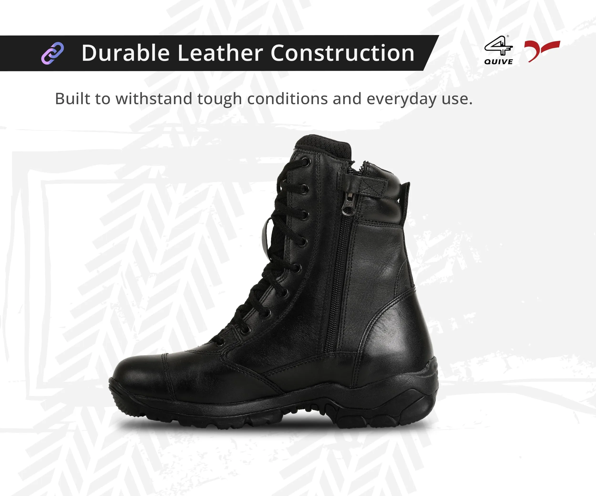QUIVE SEGA Combat 3.O Mid-Calf Black Leather Boots