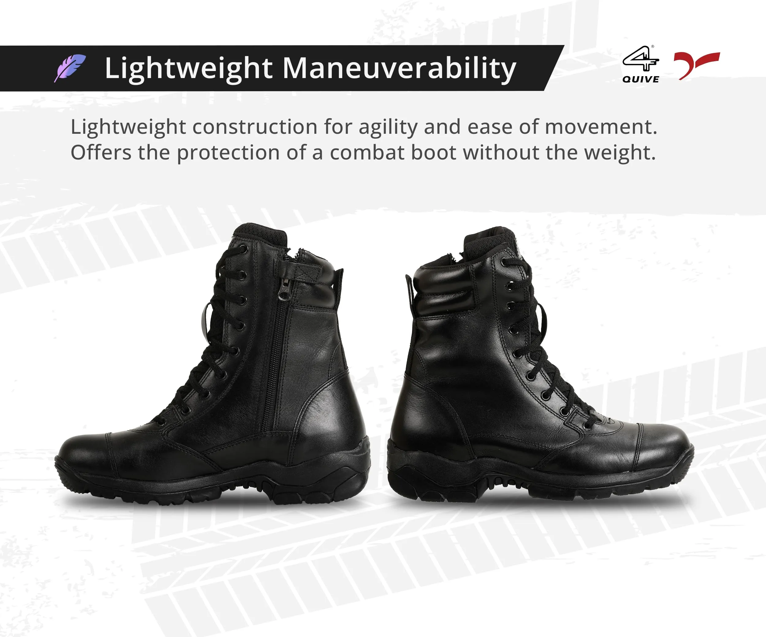 QUIVE SEGA Combat 3.O Mid-Calf Black Leather Boots