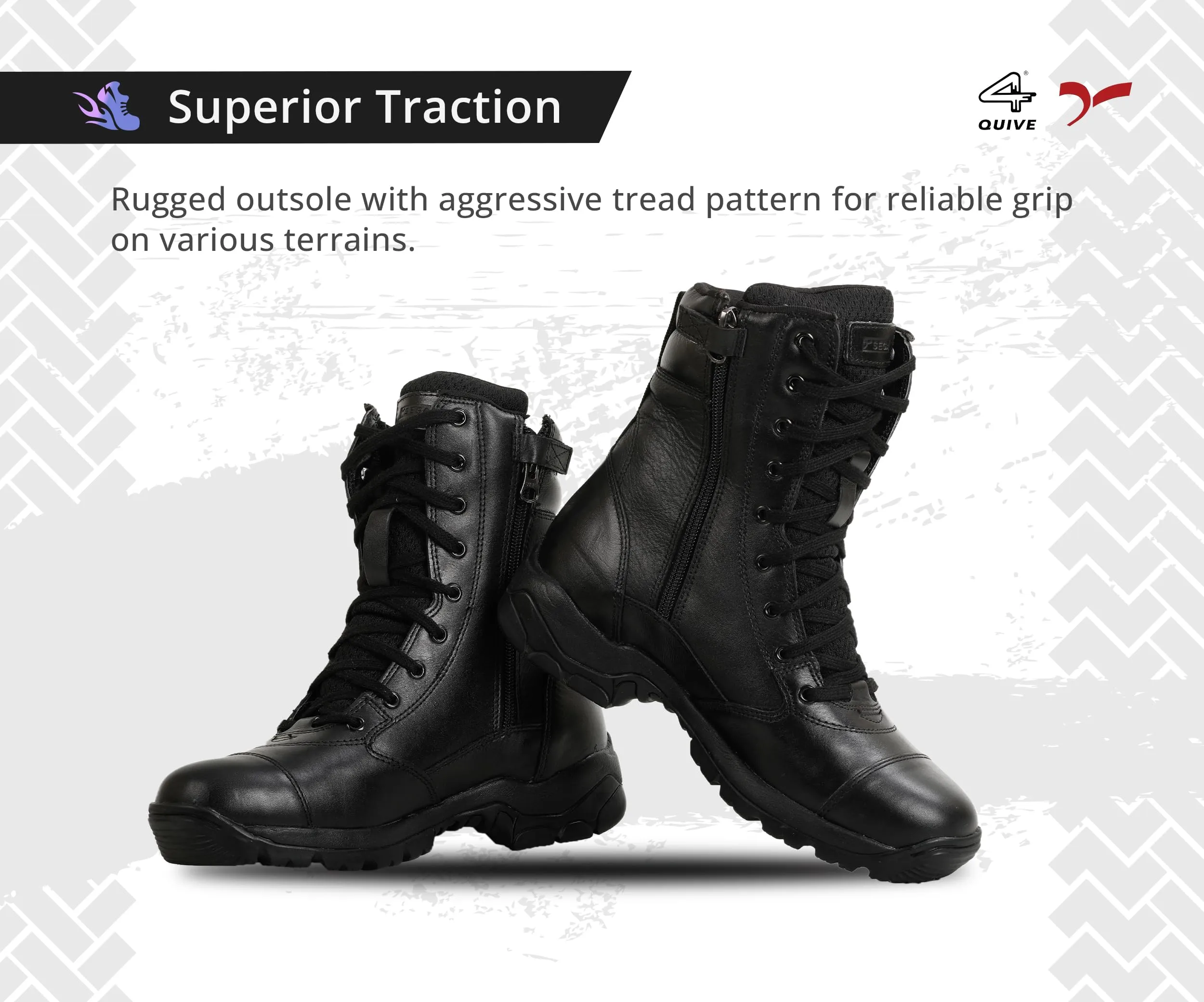 QUIVE SEGA Combat 3.O Mid-Calf Black Leather Boots