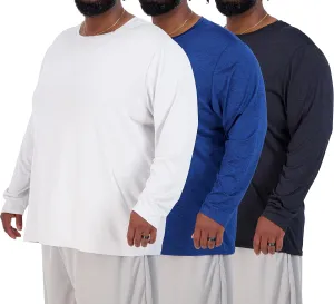 Real Essentials 3 Pack: Men??s Big & Tall Tech Stretch Long-Sleeve & Short-Sleeve Dry-Fit T-Shirt (3XT-5XT)