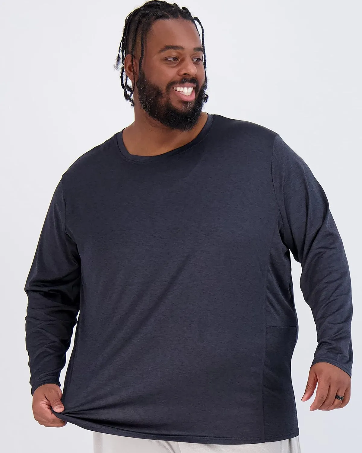 Real Essentials 3 Pack: Men??s Big & Tall Tech Stretch Long-Sleeve & Short-Sleeve Dry-Fit T-Shirt (3XT-5XT)