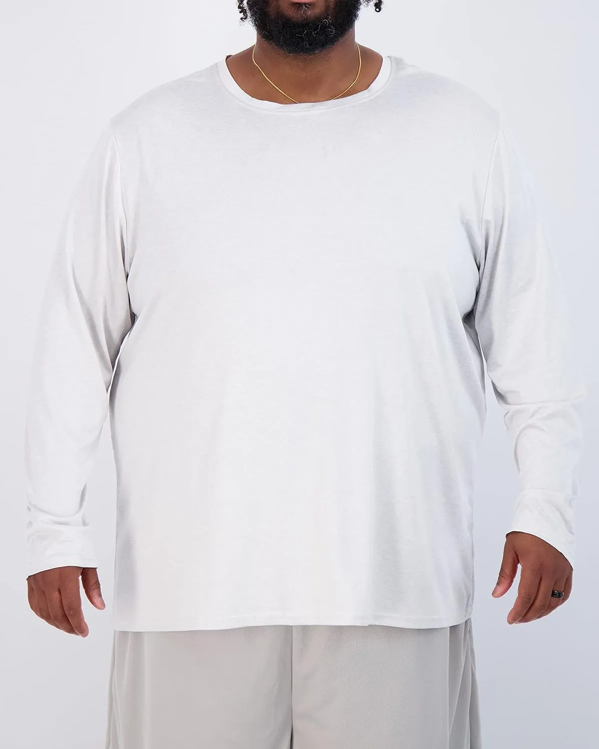 Real Essentials 3 Pack: Men??s Big & Tall Tech Stretch Long-Sleeve & Short-Sleeve Dry-Fit T-Shirt (3XT-5XT)