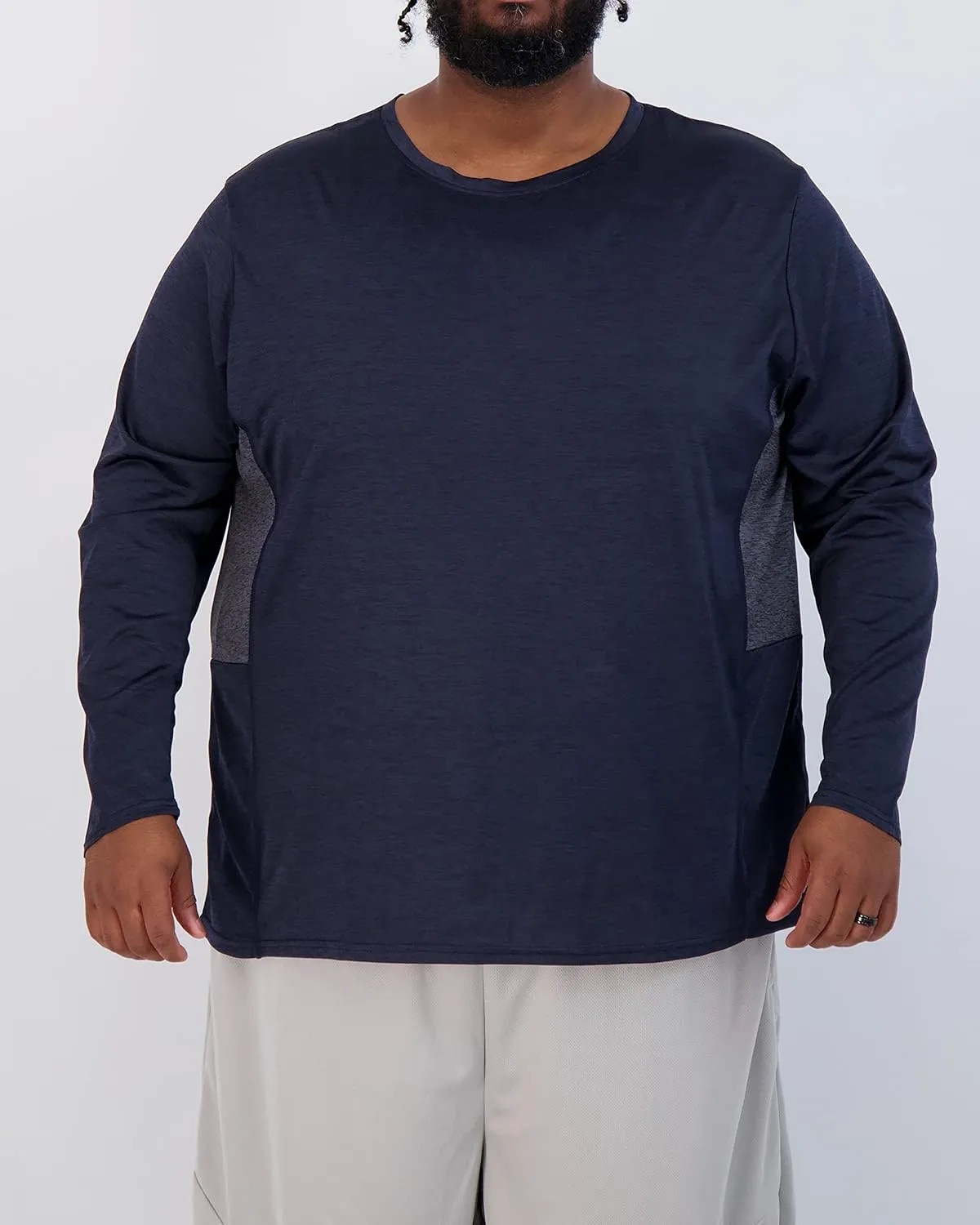 Real Essentials 3 Pack: Men??s Big & Tall Tech Stretch Long-Sleeve & Short-Sleeve Dry-Fit T-Shirt (3XT-5XT)