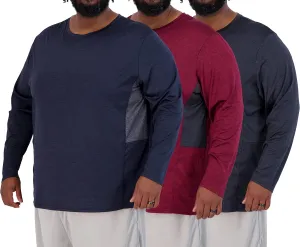 Real Essentials 3 Pack: Men??s Big & Tall Tech Stretch Long-Sleeve & Short-Sleeve Dry-Fit T-Shirt (3XT-5XT)
